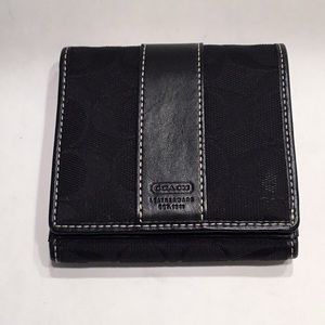 Coach SignatureC Leather&canvas wallet, snap close,coin section,credit card slip